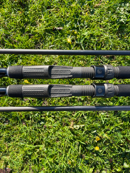 2 x Fox Warrior XT Carp Fishing Rods. 12’. 2.5lb T/C.