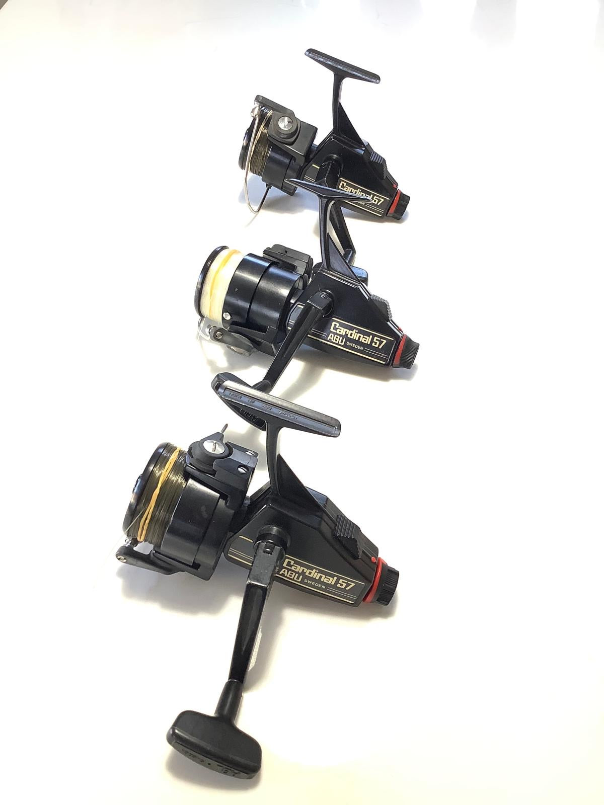 abu sweden fishing reel 3 x ABU Cardinal 57 Vintage Old School Carp Fishing Reels. Custom Allo – Vintage Carp Fishing Tackle