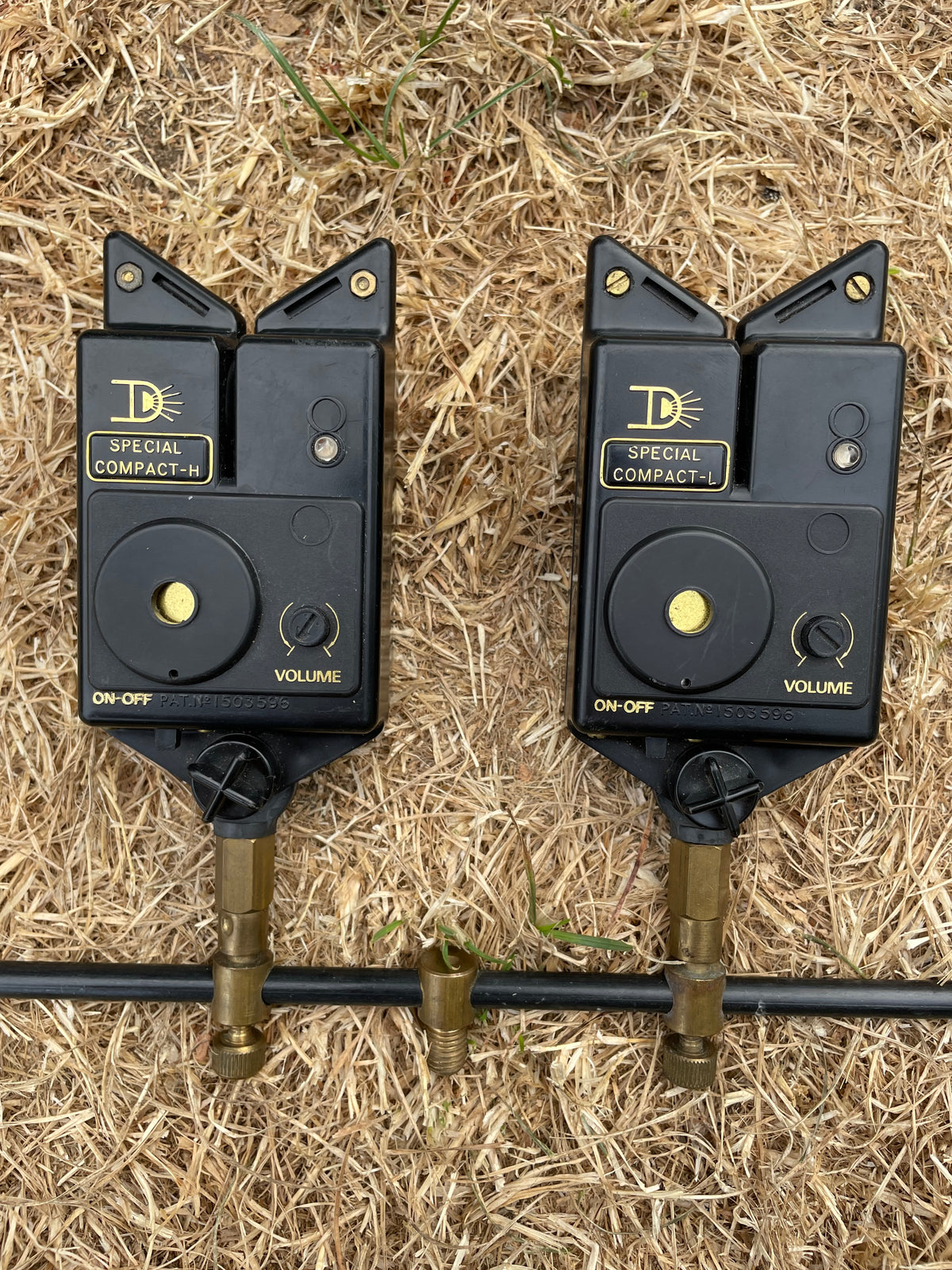 2 x Vintage Optonic Special Compact Carp Fishing Bite Alarms + Buzz Bars. 1980s.