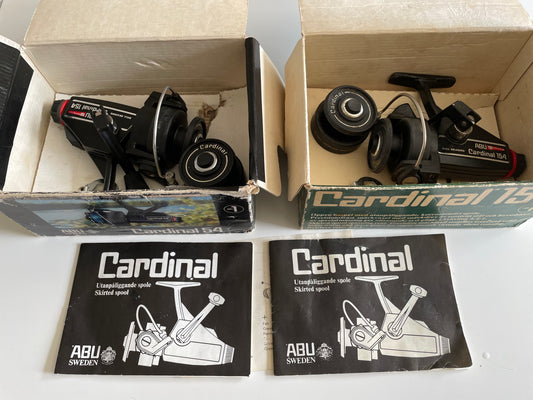 2 x ABU Cardinal 154 Vintage Fishing Reels. With Spools ETC.