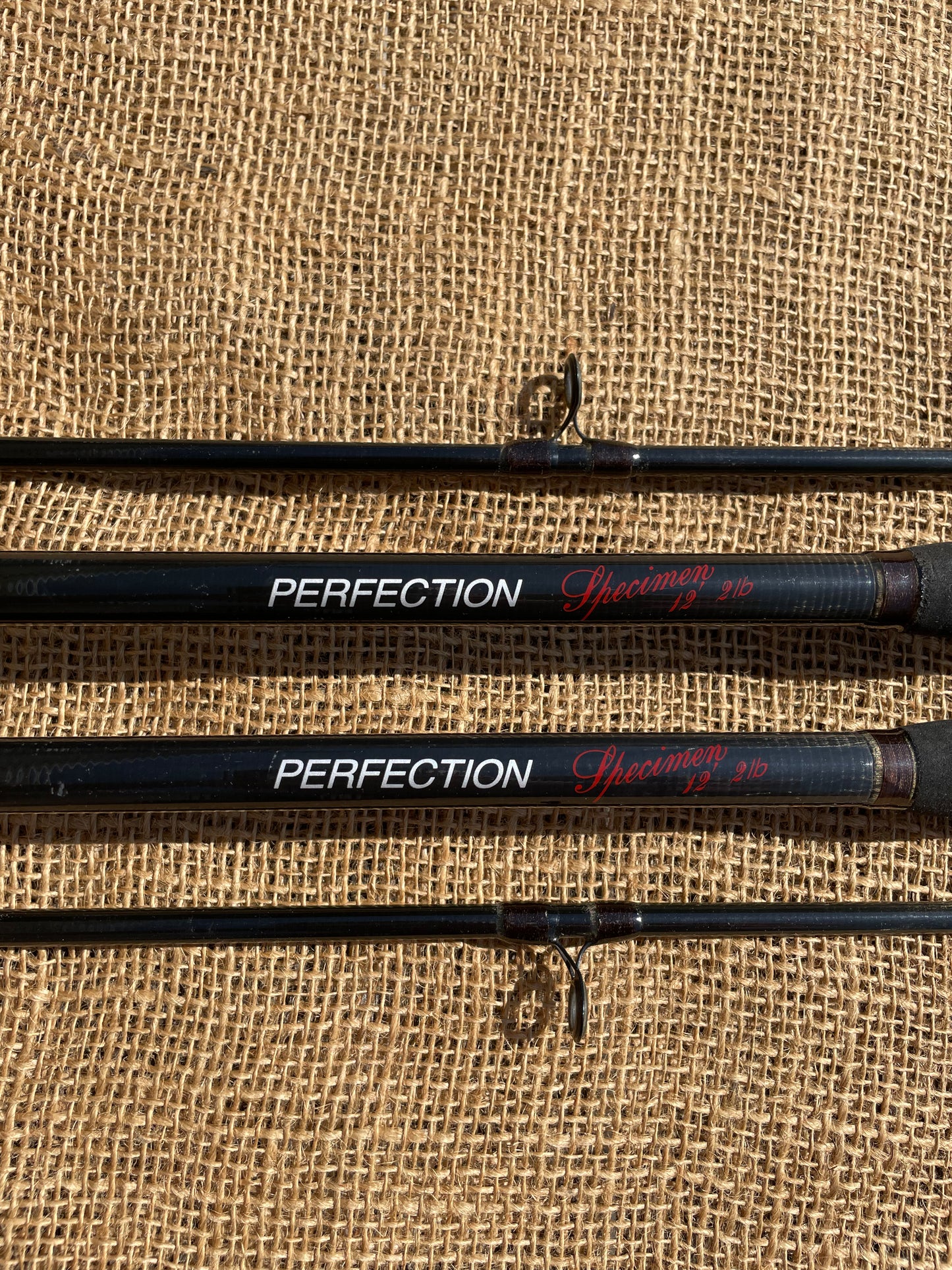 2 x Shimano Perfection Specimen Old School Carp Fishing Rods. 12’. 2.00lb T/C. 1990s.