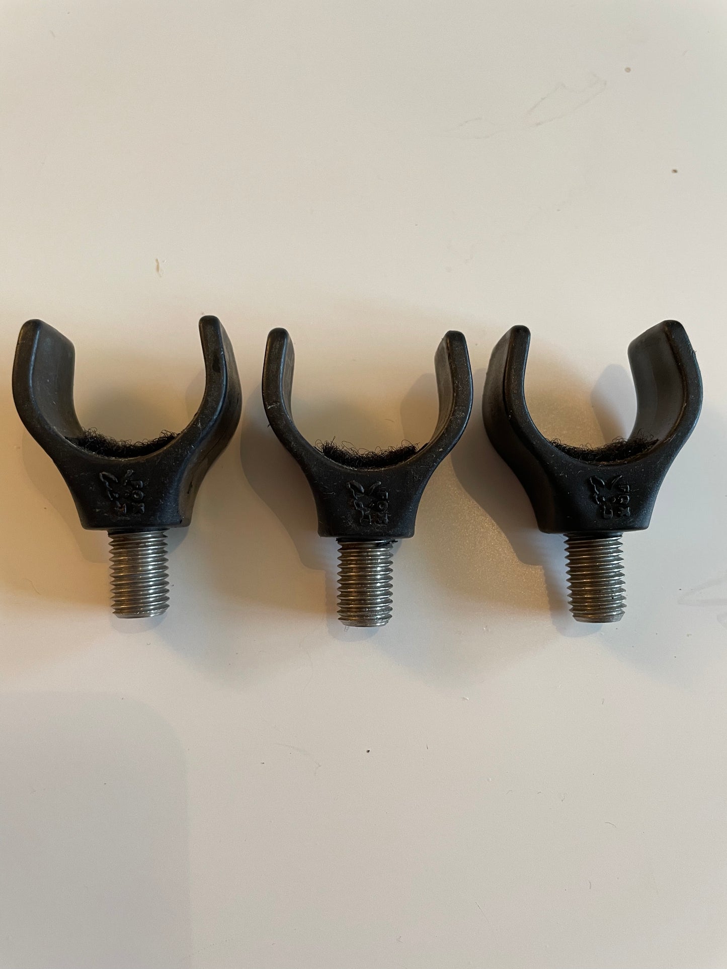 3 x Original Fox Carp Fishing Rear Rod Rest Heads.