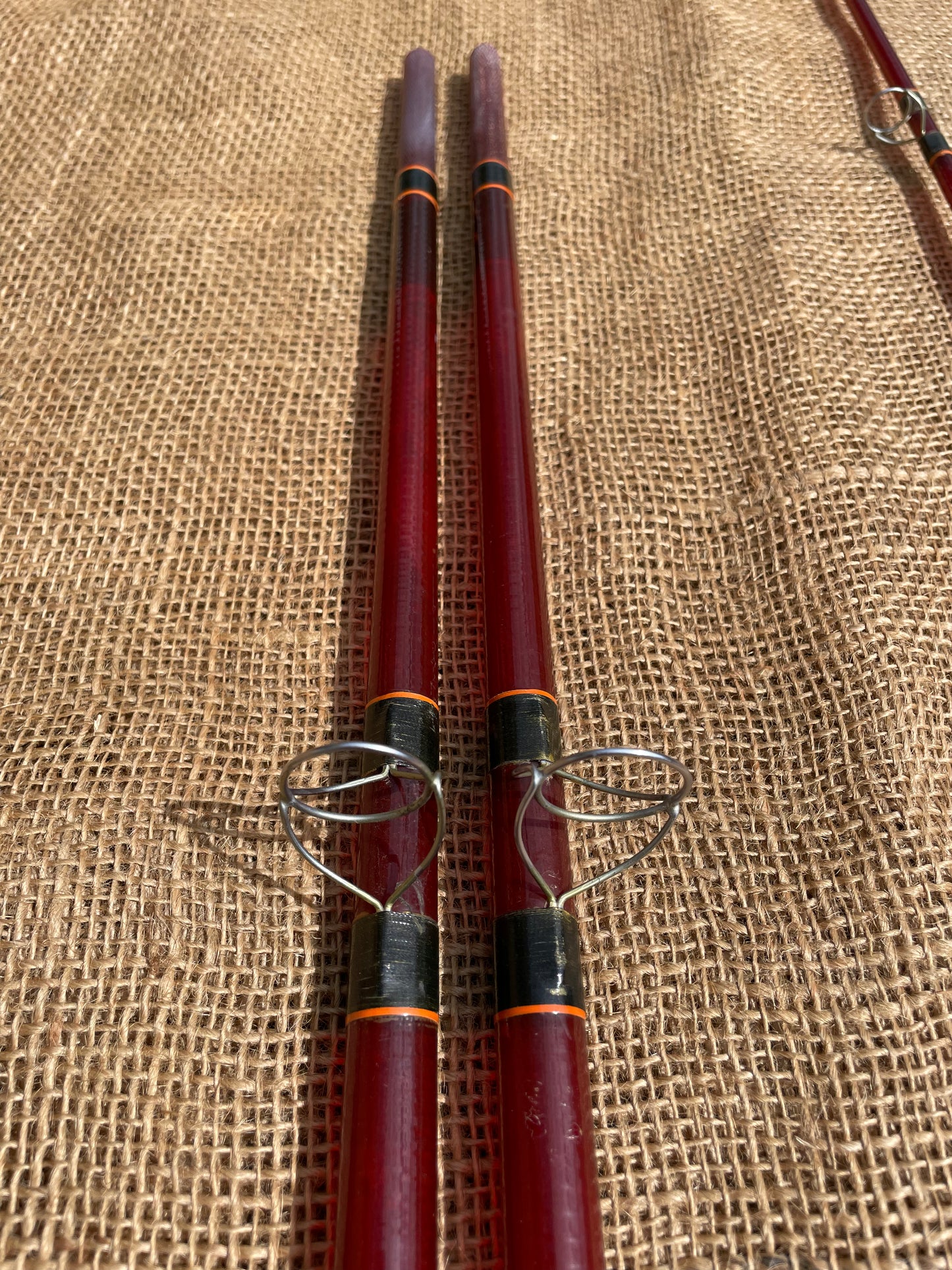 2 x Marco Gerry Savage 11’ Red Glass Vintage Old School Carp Fishing Rods.