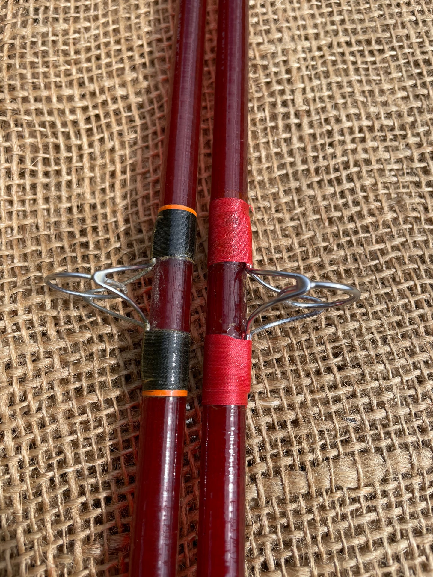 2 x Marco Gerry Savage 11’ Red Glass Vintage Old School Carp Fishing Rods.