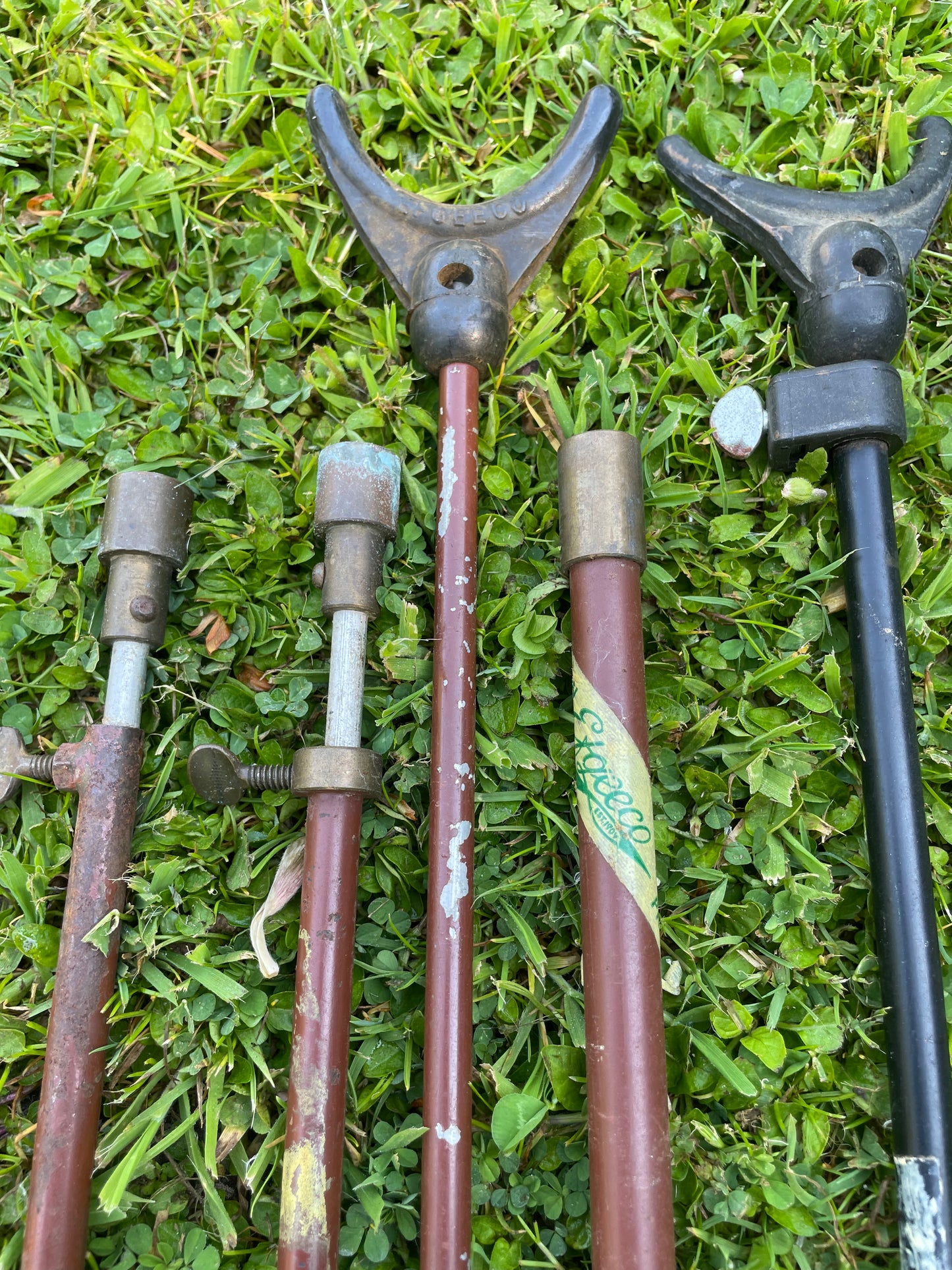 6 x Vintage Efgeeco Carp Fishing Rod Rests Bank Sticks. 1960-70s