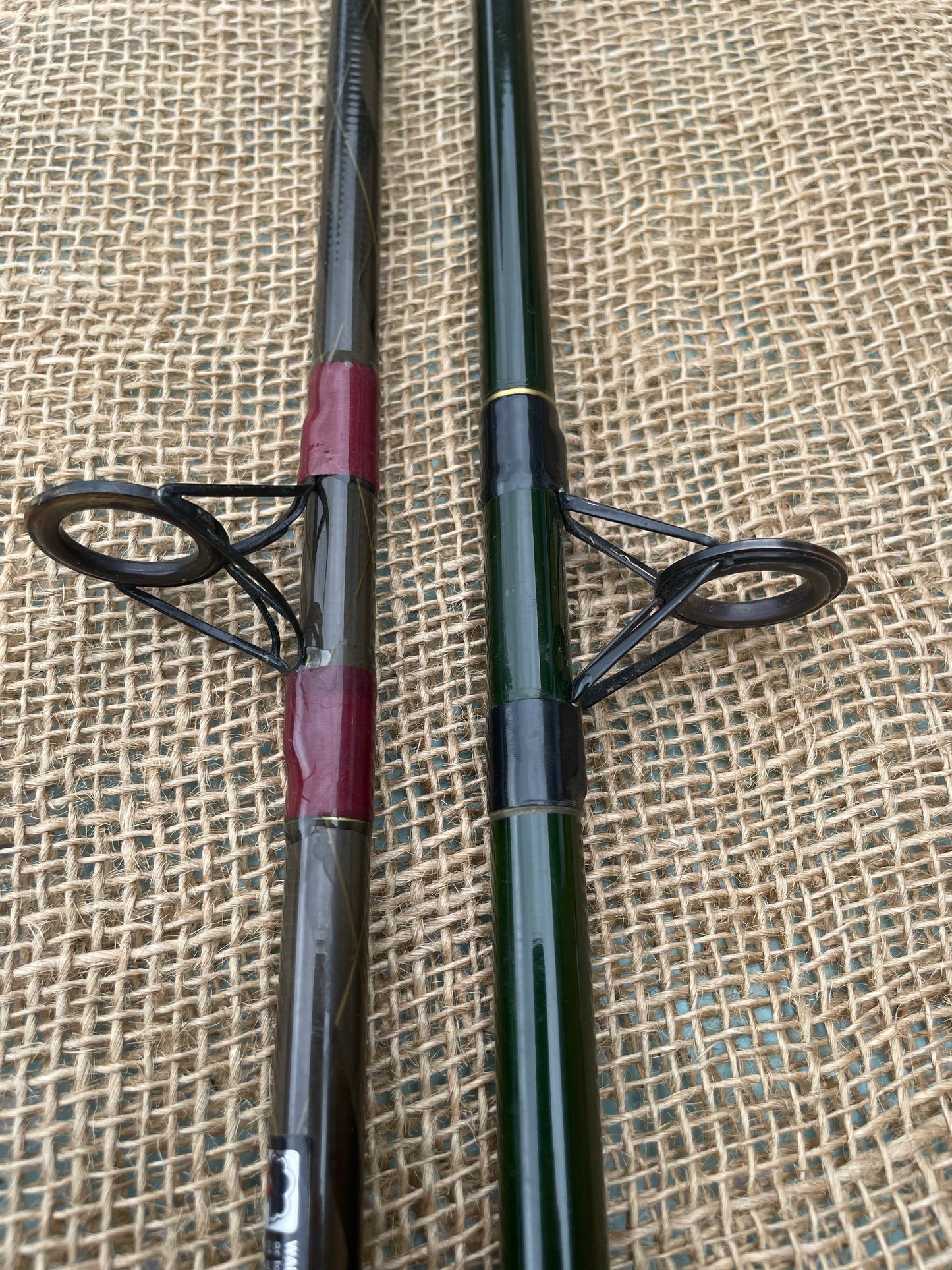 2 x Silstar Dia Flex & Sundridge Kortina Old School Carbon Carp Fishing Rods. 11’. 1990s.