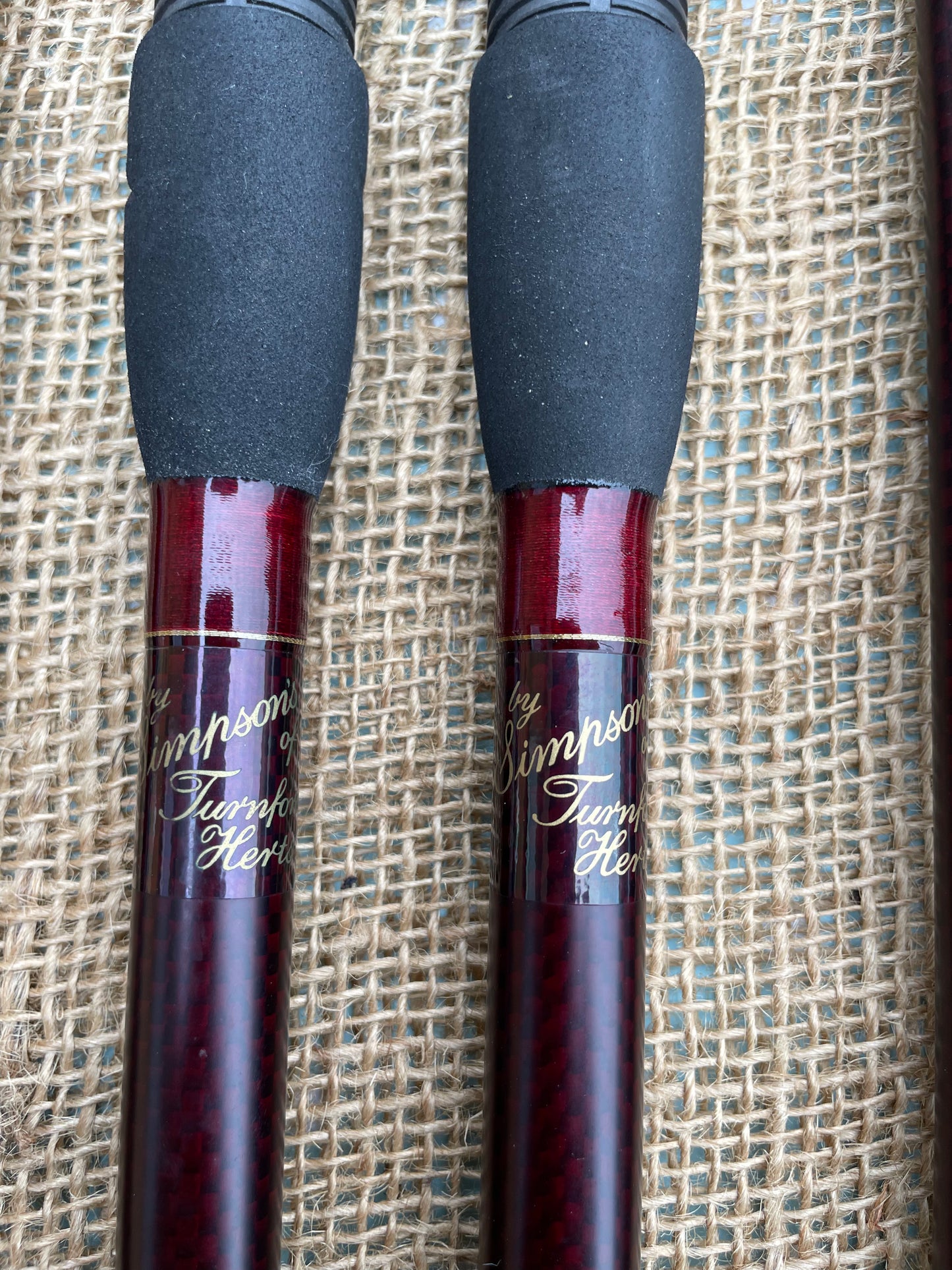2 x Simpson’s Of Turnford Slim Jim Extreme Ranger Old School Carp Fishing Rods. 13’. 3.25lb T/C. 1990s.