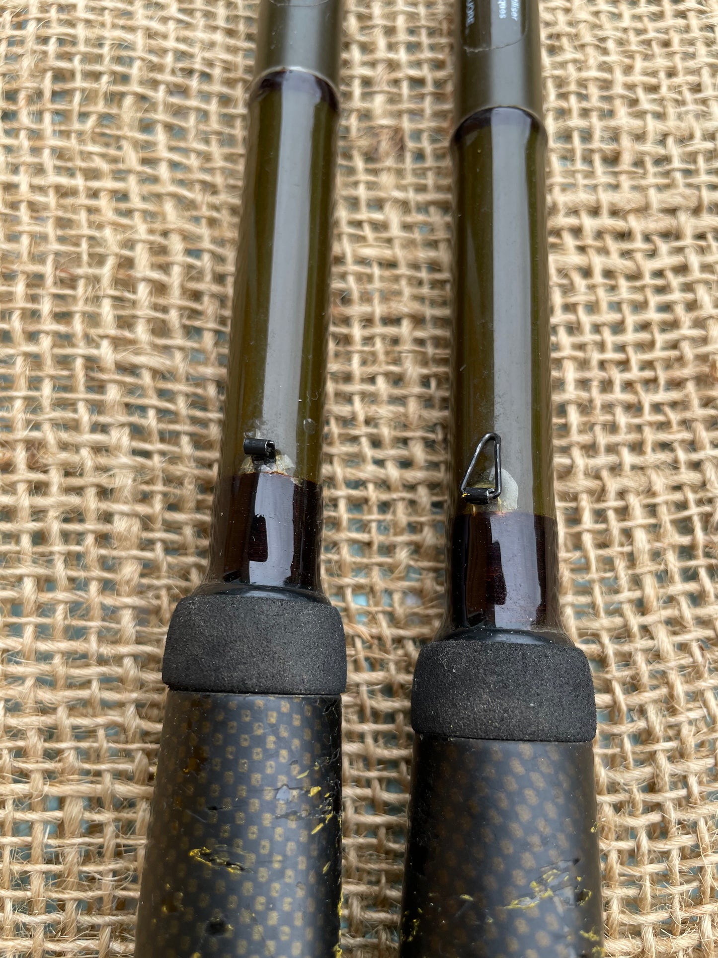 2 x Fox 9’ Stalker Carp Fishing Rods. 2pce. 2.5lb T/C. Old School. 1990s.