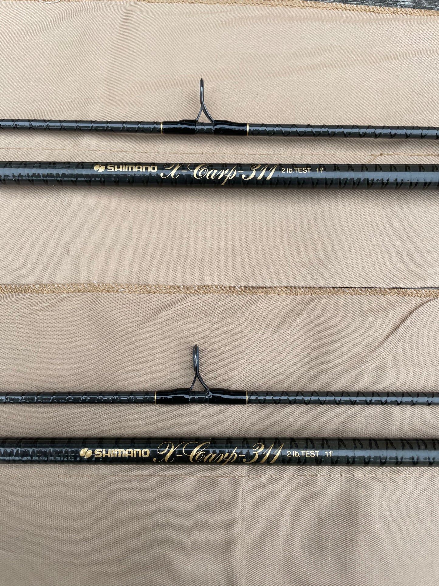 2 x Shimano X Carp 311 Old School 11’ Carbon Carp Fishing Rods. 2.00lb T/ C. Early 1990s