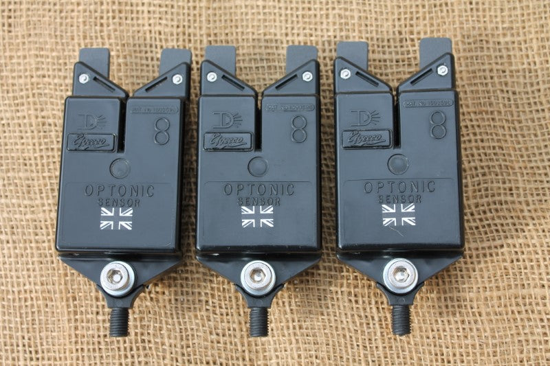 3 x Custom Optonic Carp Fishing Bite Alarms.