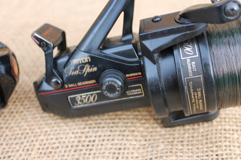 3 x Shimano Triton Sea Spin 3500 Baitrunner Carp Fishing Reels. Classic Old School.