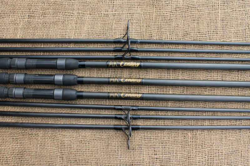 3 x Century AK47 Twin Tip Old School Carbon Carp Fishing Rods. 1990s. 12'6".2.5lb And 3.5lb T/C.