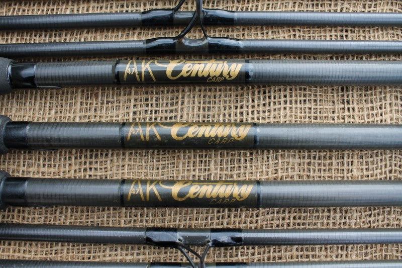 3 x Century AK47 Twin Tip Old School Carbon Carp Fishing Rods. 1990s. 12'6".2.5lb And 3.5lb T/C.