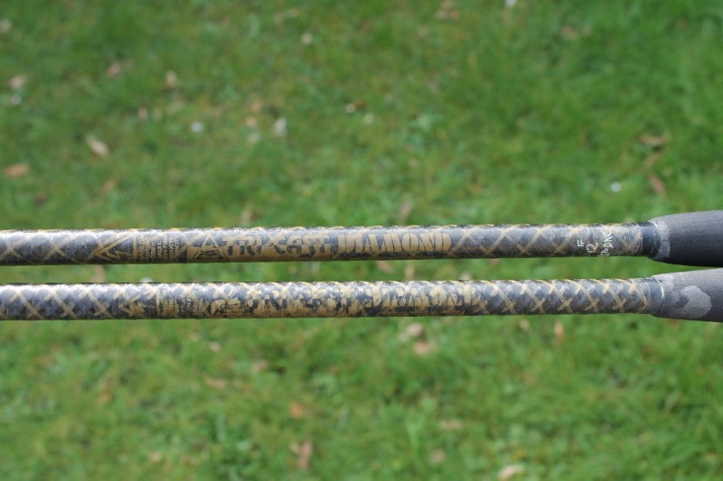 2 x Tri Cast Diamond Kevlar Old School Carp Fishing rods. 12'. 2.5lb T/C. Classic 1990s.