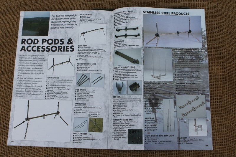 2 x Fox Product Guide Carp Fishing Tackle Catalogue. 1993 & 1994. Old School.