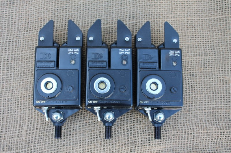 3 x Custom Optonic Carp Fishing Bite Alarms. Red LEDs.