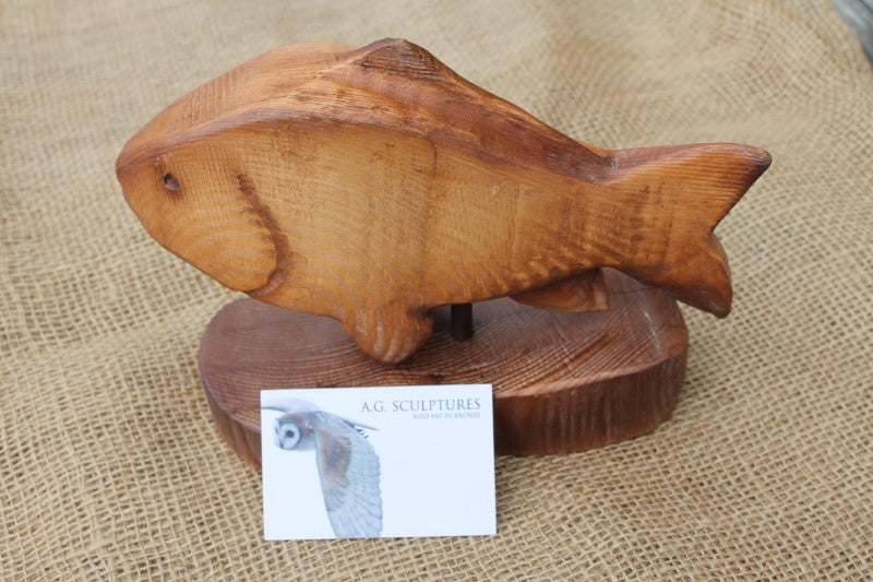 Unique Commissioned A. Glasby Hand Carved Carp Sculpture.
