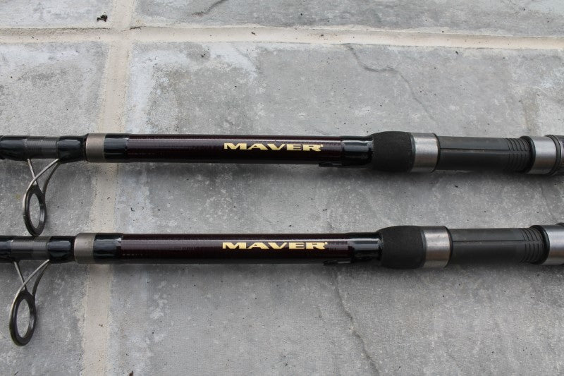 2 x Maver Telescopic Hi Modulus Carbon Carp Fishing Rods. Rare.