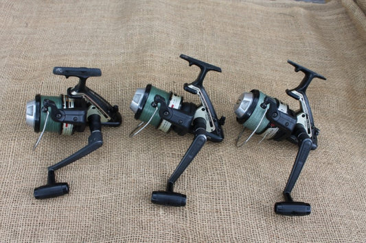 3 x Shimano Titanos Aerlex GT 8000 Carp Reels With Alloy Baitrunner Conversion Caps.