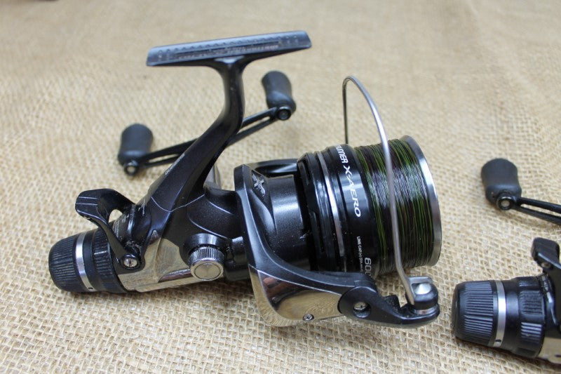 2 x Shimano Aero X 6000 RA Baitrunner Carp Fishing Reels + 2 Spare Spools.