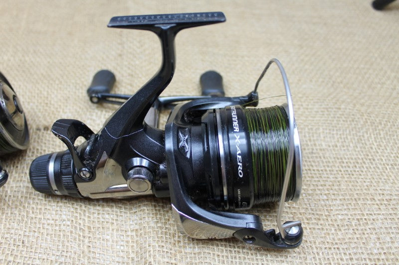 2 x Shimano Aero X 6000 RA Baitrunner Carp Fishing Reels + 2 Spare Spools.