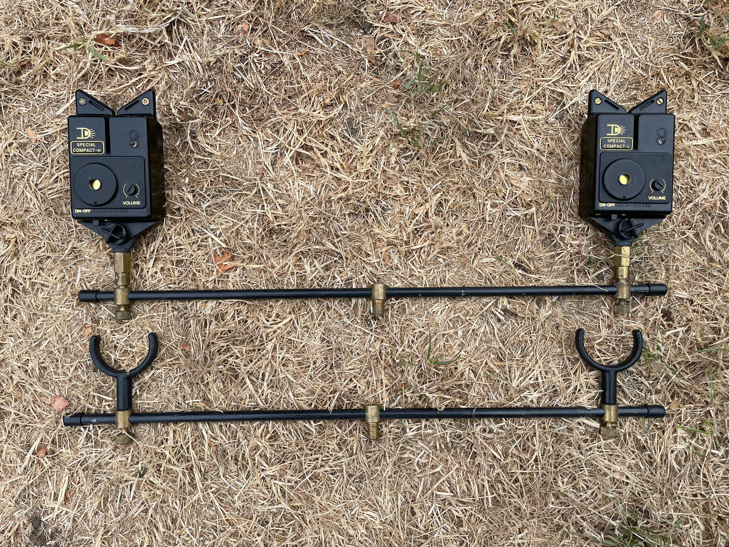 2 x Vintage Optonic Special Compact Carp Fishing Bite Alarms + Buzz Bars. 1980s.