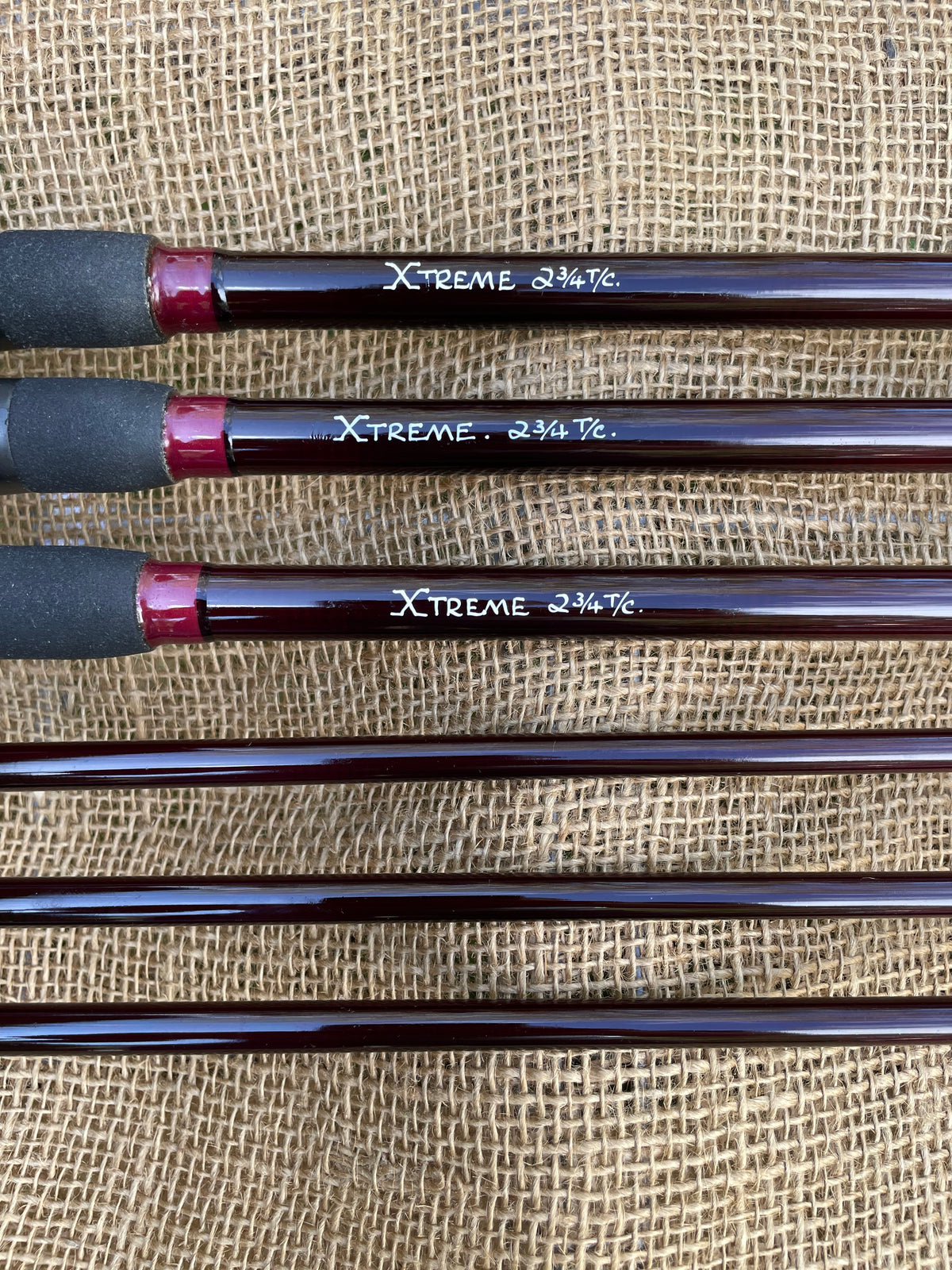 3 x Brentwood Angling Xtreme Custom Old School Carp Fishing Rods. 12’. 2.75lb T/C. 1990s.