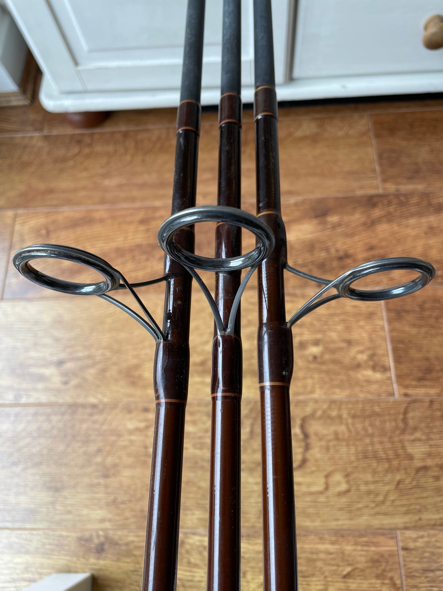 3 x Simpson’s Of Turnford Jim Gibbinson Eclipse 12’ 6” 2.75lb Long Range Old School Carp Fishing Rods. 1990s.