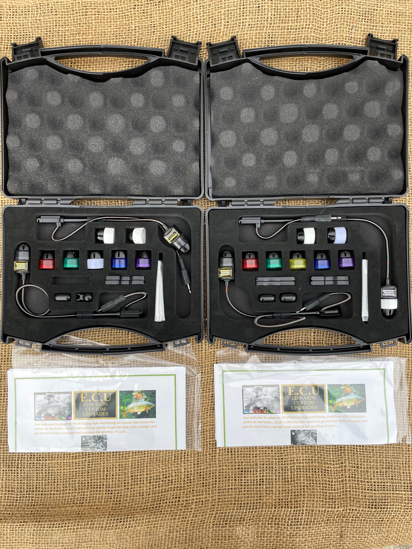 2 x Edwards Custom Upgrades D2 Illuminated Multi-Hanger Carp Fishing Bite Indicators. Excellent.