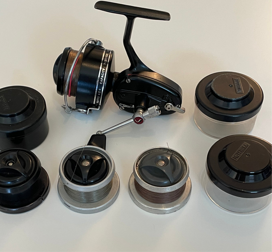 1 x Vintage Mitchell 300A Carp Fishing Reel + 3 Spare Spools. VGC.