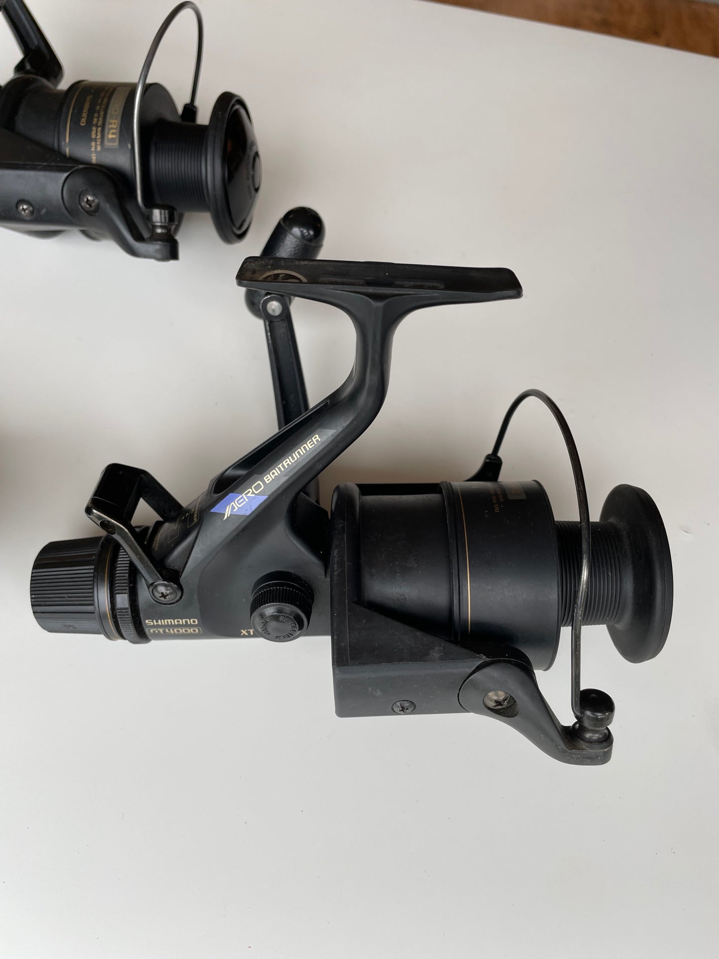 3 x Shimano Baitrunner Aero GT 4000 Old School Carp Fishing Reels. Original 1990s.