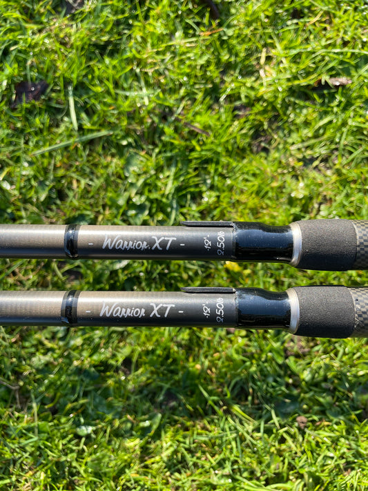 2 x Fox Warrior XT Carp Fishing Rods. 12’. 2.5lb T/C.