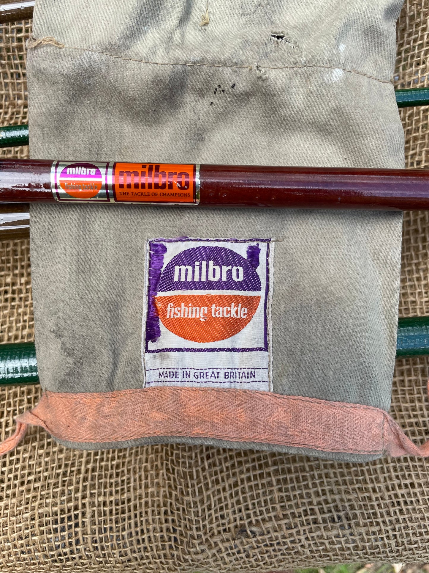 3 x Vintage Glass Carp Fishing Rods. Milbro. Vortex. Carp King. 1970s.