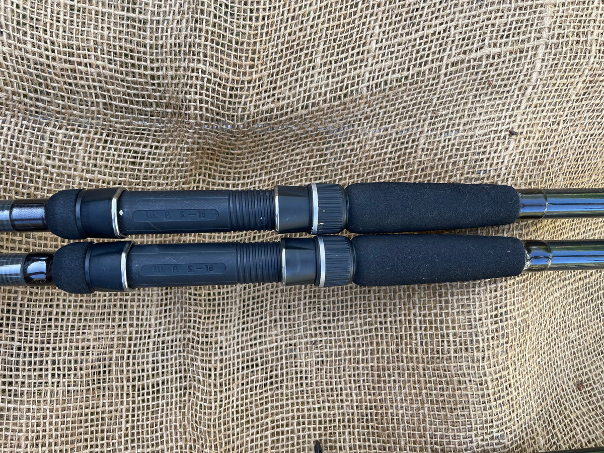 2 x Daiwa Pro Carp X Whisker Graphite Old School Carp Fishing Rods. 11’. 2.25lb T/C. 1990s.Original Bags Excellent.