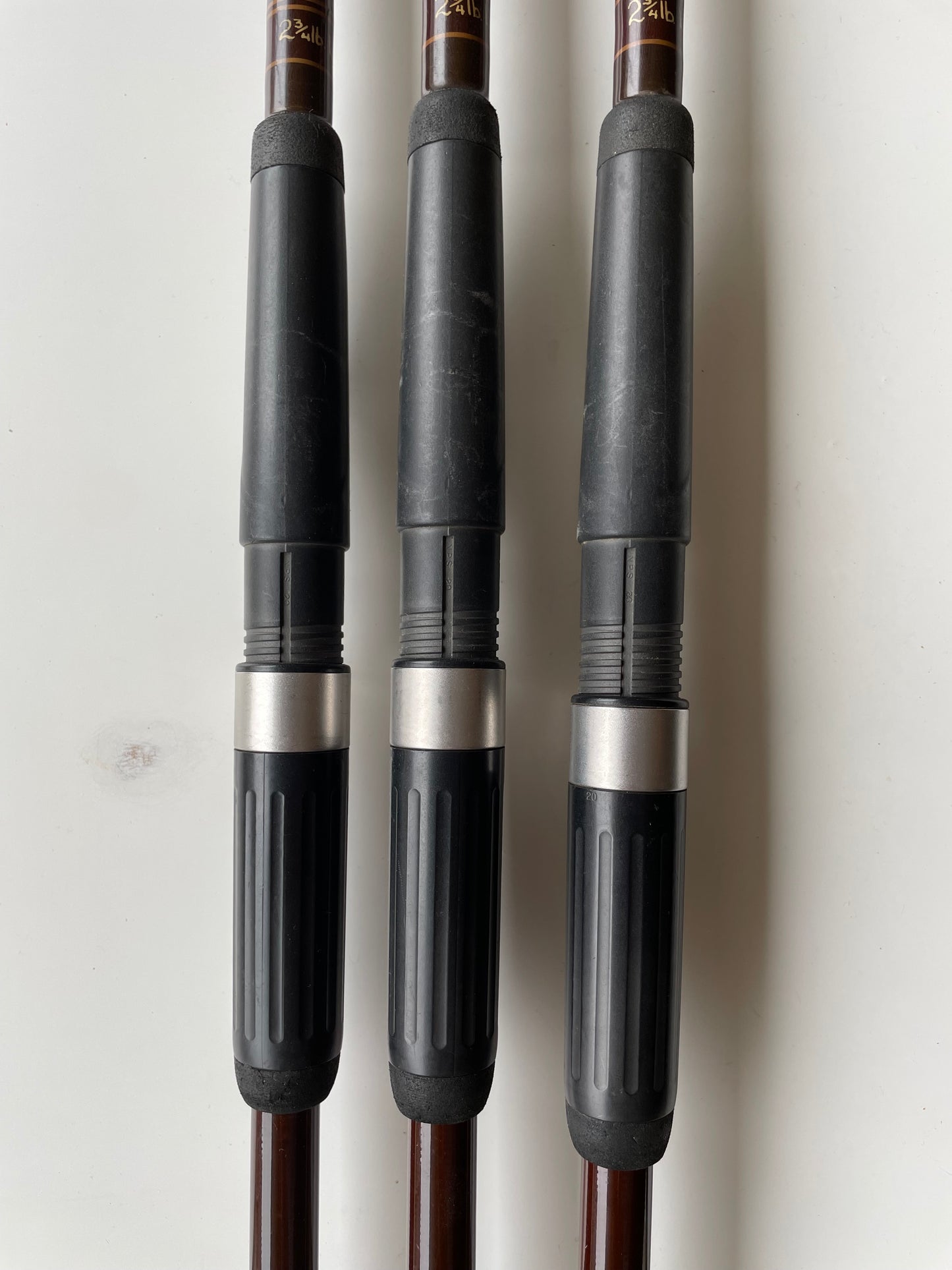 3 x Simpson’s Of Turnford Jim Gibbinson Eclipse 12’ 6” 2.75lb Long Range Old School Carp Fishing Rods. 1990s.