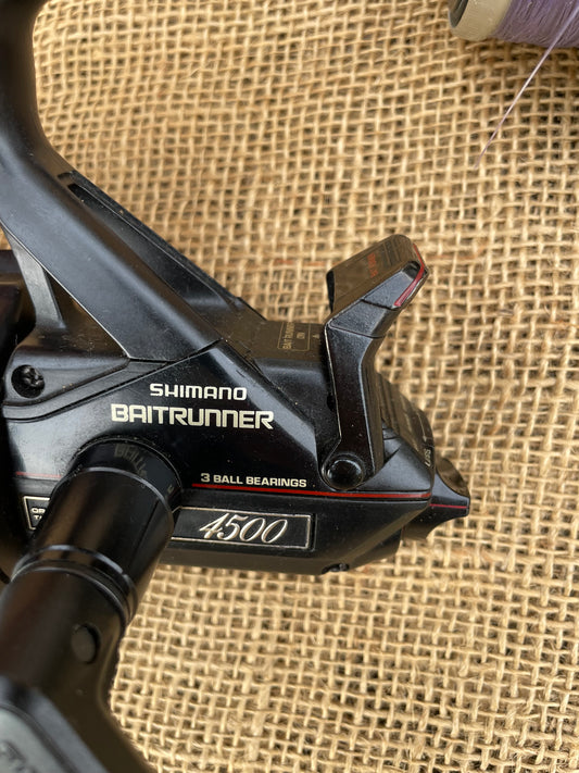 2 x Vintage Old School Shimano 4500 Baitrunner Carp Fishing Reels. Alloy Spools.