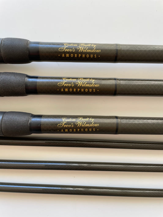 3 x Daiwa Whisker Amorphous Trev’s Of Wilmslow Custom Old School Carp Rods. 12’. 2.75lb T/C.