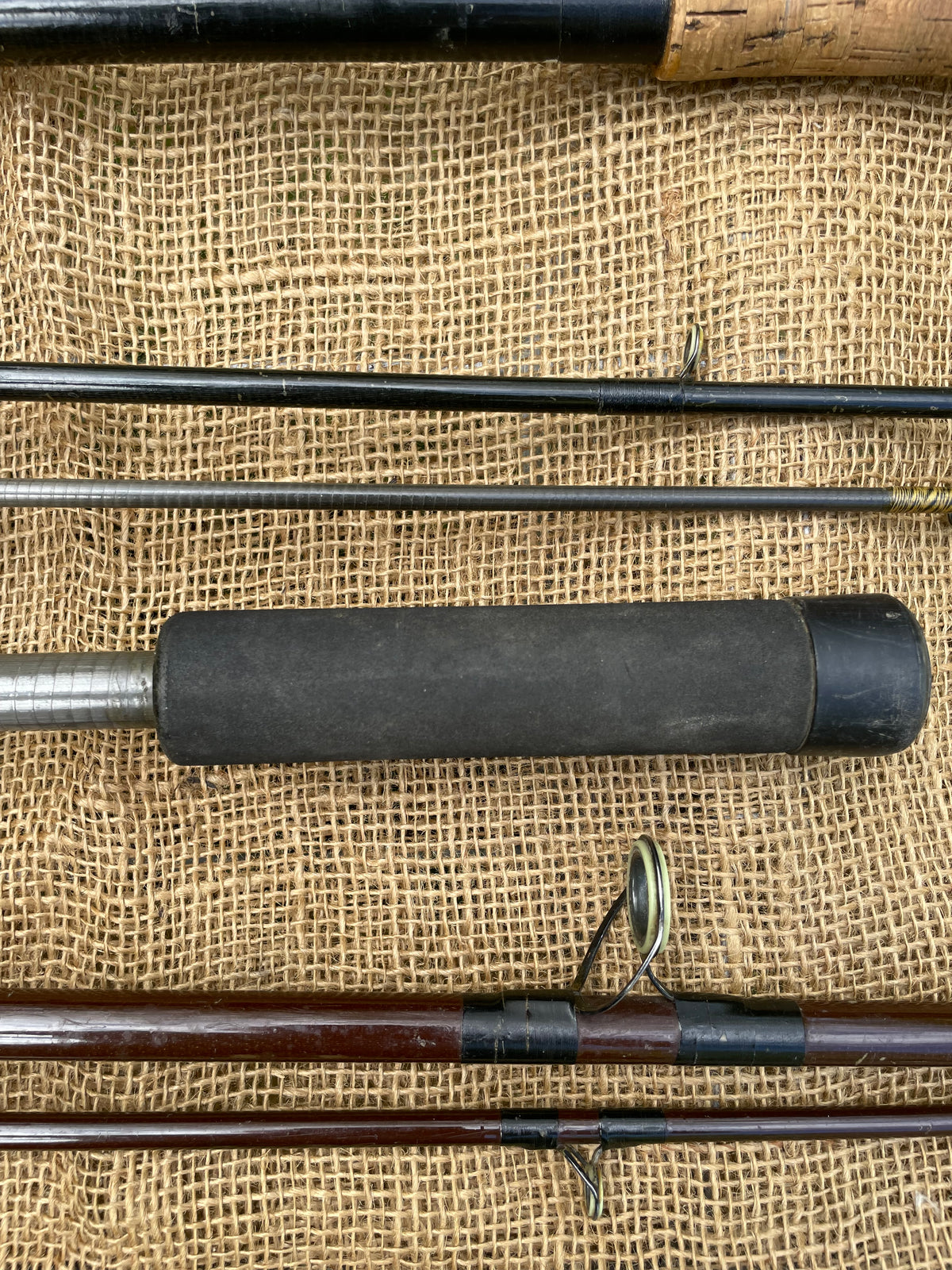 3 x Vintage Glass And Carbon Carp Fishing Rods. Hardy, North Western, Cono Flex. 1970s.