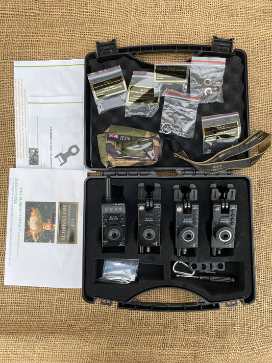 3 x Edwards Custom Upgrades MK1 Super+ Carp Fishing Bite Alarms. With Receiver. Excellent.