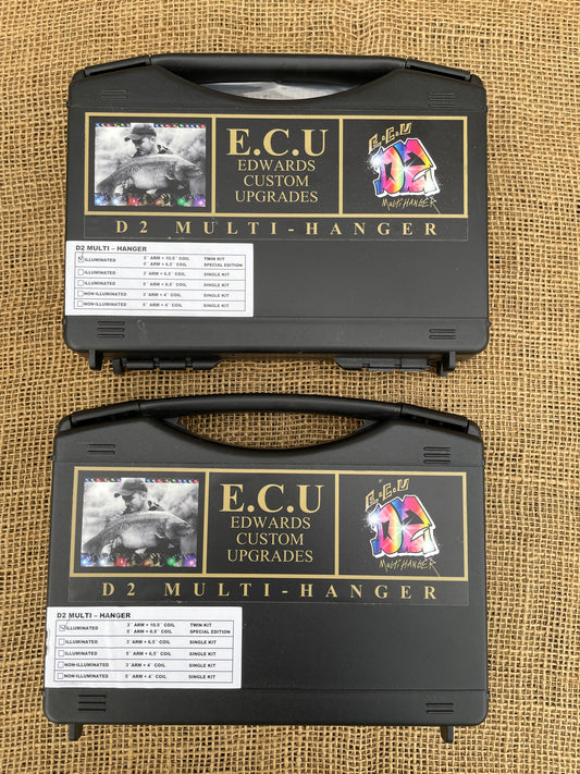 2 x Edwards Custom Upgrades D2 Illuminated Multi-Hanger Carp Fishing Bite Indicators. Excellent.