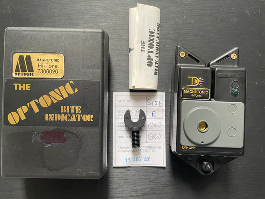 Vintage Optonic Magnetonic Hi Tone Carp Fishing Bite Alarm. New Old Stock.