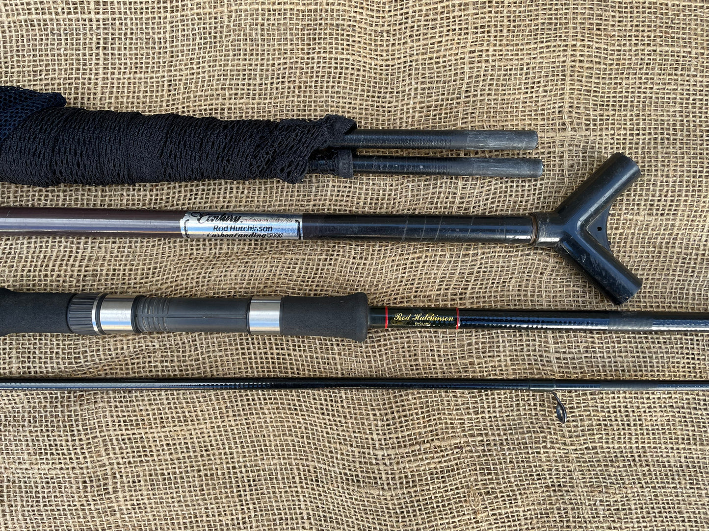 1 x Rod Hutchinson 12’ Slim Line Old School Carp Fishing Rod + RH Century Landing Net. 1990s.