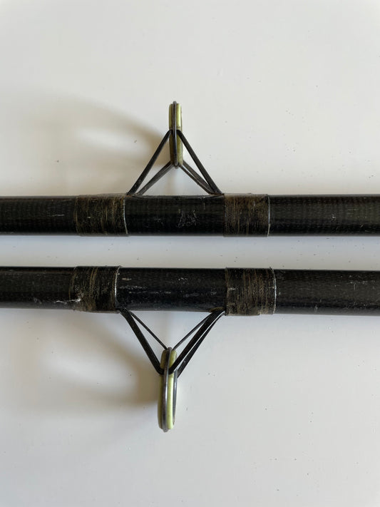 2 x Old School North Western 11’ Glass Carp Fishing Rods. 1970-80s. Fuji Guides.