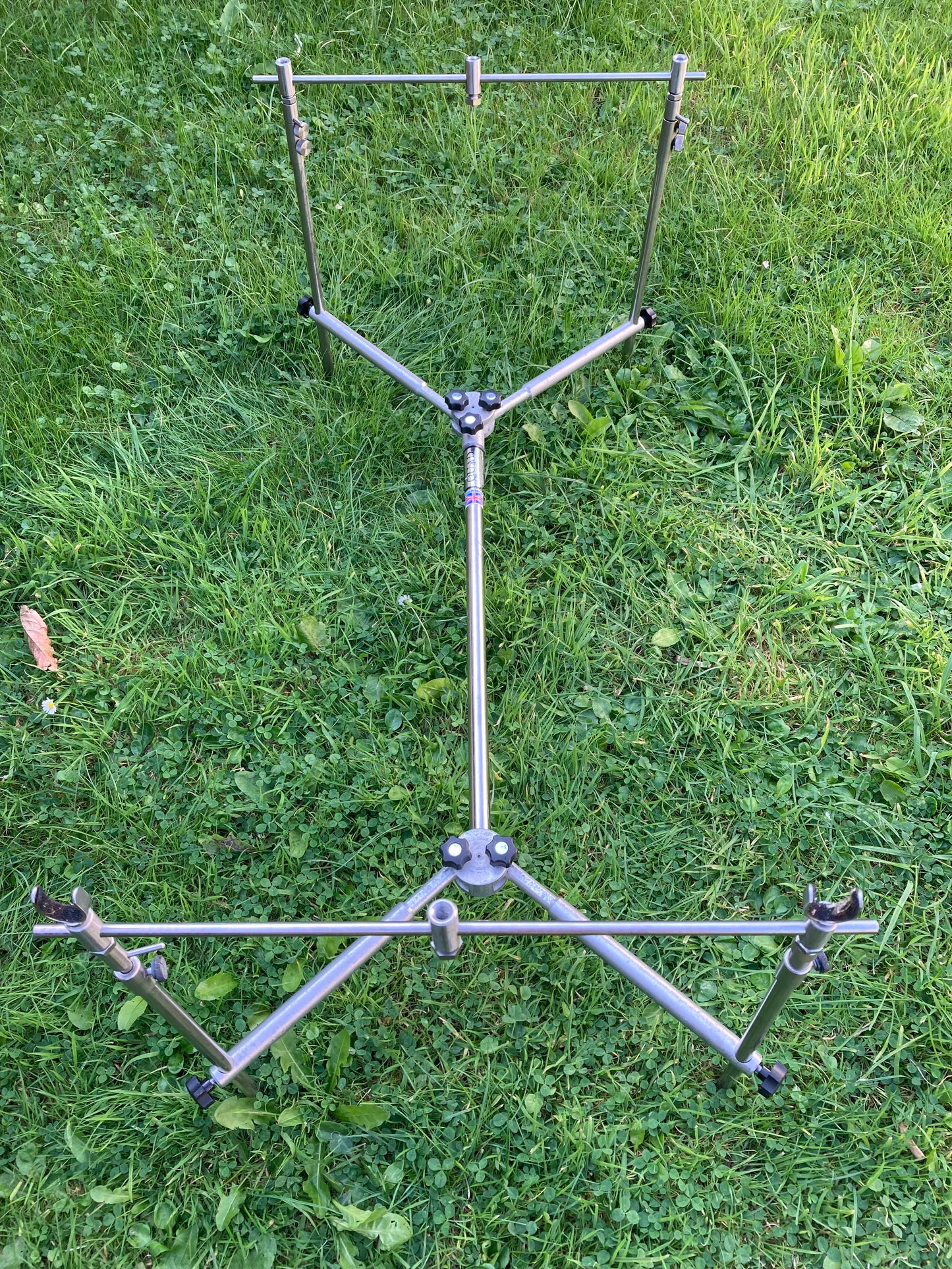 Rare Old School Carp Fishing Obelisk Stainless Quad Rod Pod. 1990s.