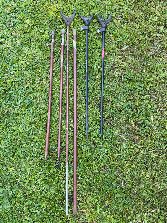6 x Vintage Efgeeco Carp Fishing Rod Rests Bank Sticks. 1960-70s