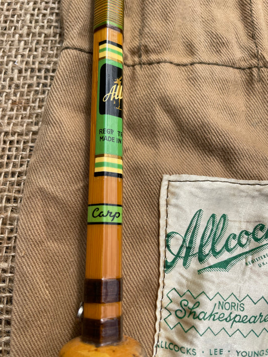 1 x Allcock Vintage Split Cane Carp Fishing Rod. Stunning Condition.