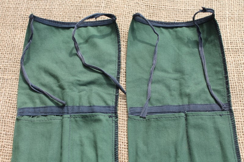 2 x Green Carp Fishing Cloth Rod Bags. For Rods Up To 12'. Vintage