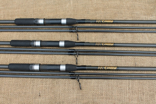 3 x Century 12' 6" AK47 Twin Tip Old School Carp Fishing Rods. 2.5lb T/C And 3.5lb T/C. 1990s.