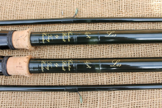 2 x Terry Eustace Old School Vintage Glass Carp Fishing Rods. 1980s.