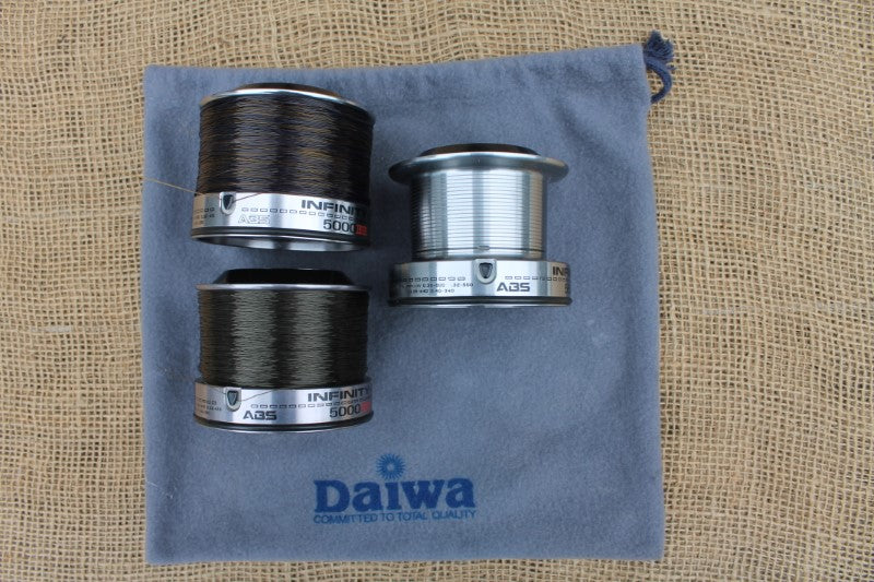 3 x Daiwa Infinity X 5000 Carp Fishing Reels, With Spare Spools.